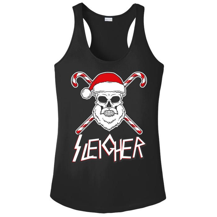 Sleigher Santa Candy Cane Skull Ladies PosiCharge Competitor Racerback Tank