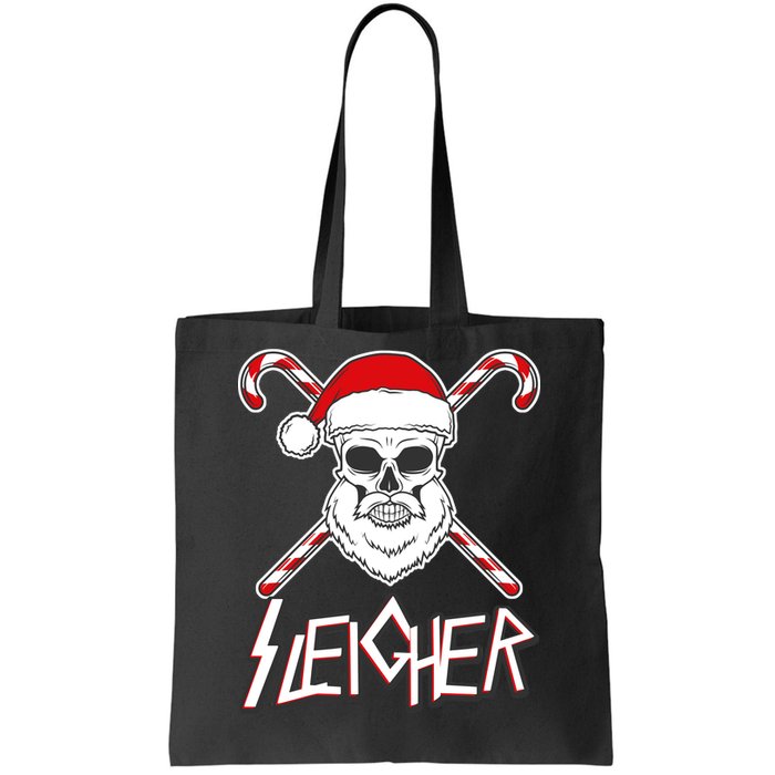 Sleigher Santa Candy Cane Skull Tote Bag