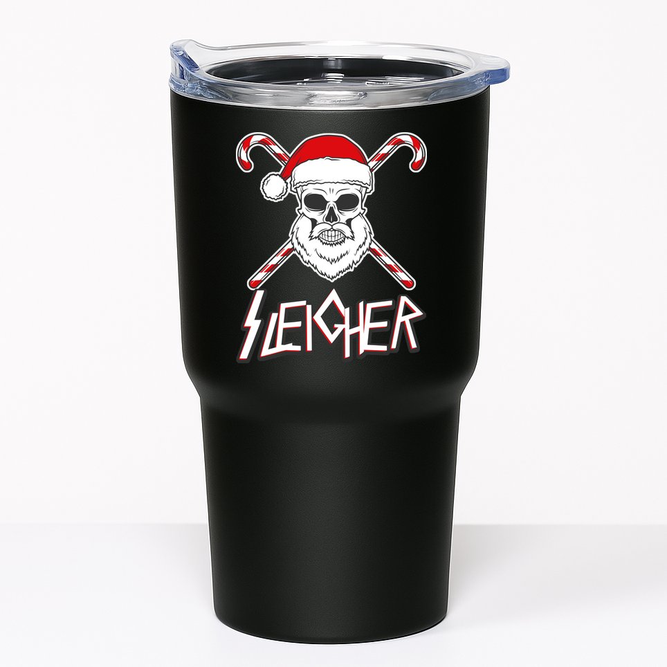 Sleigher Santa Candy Cane Skull Tumbler