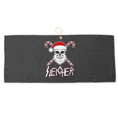 Sleigher Santa Candy Cane Skull Large Microfiber Waffle Golf Towel