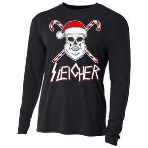 Sleigher Santa Candy Cane Skull Cooling Performance Long Sleeve Crew