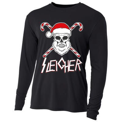 Sleigher Santa Candy Cane Skull Cooling Performance Long Sleeve Crew