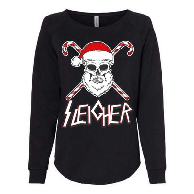 Sleigher Santa Candy Cane Skull Womens California Wash Sweatshirt