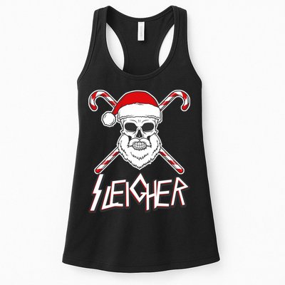 Sleigher Santa Candy Cane Skull Womens Tank Top
