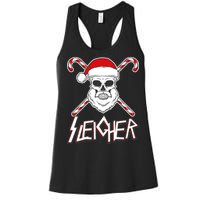 Sleigher Santa Candy Cane Skull Women's Racerback Tank