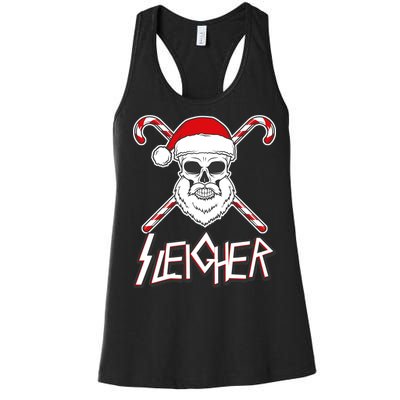 Sleigher Santa Candy Cane Skull Women's Racerback Tank