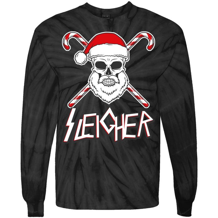 Sleigher Santa Candy Cane Skull Tie-Dye Long Sleeve Shirt