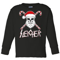 Sleigher Santa Candy Cane Skull Toddler Long Sleeve Shirt