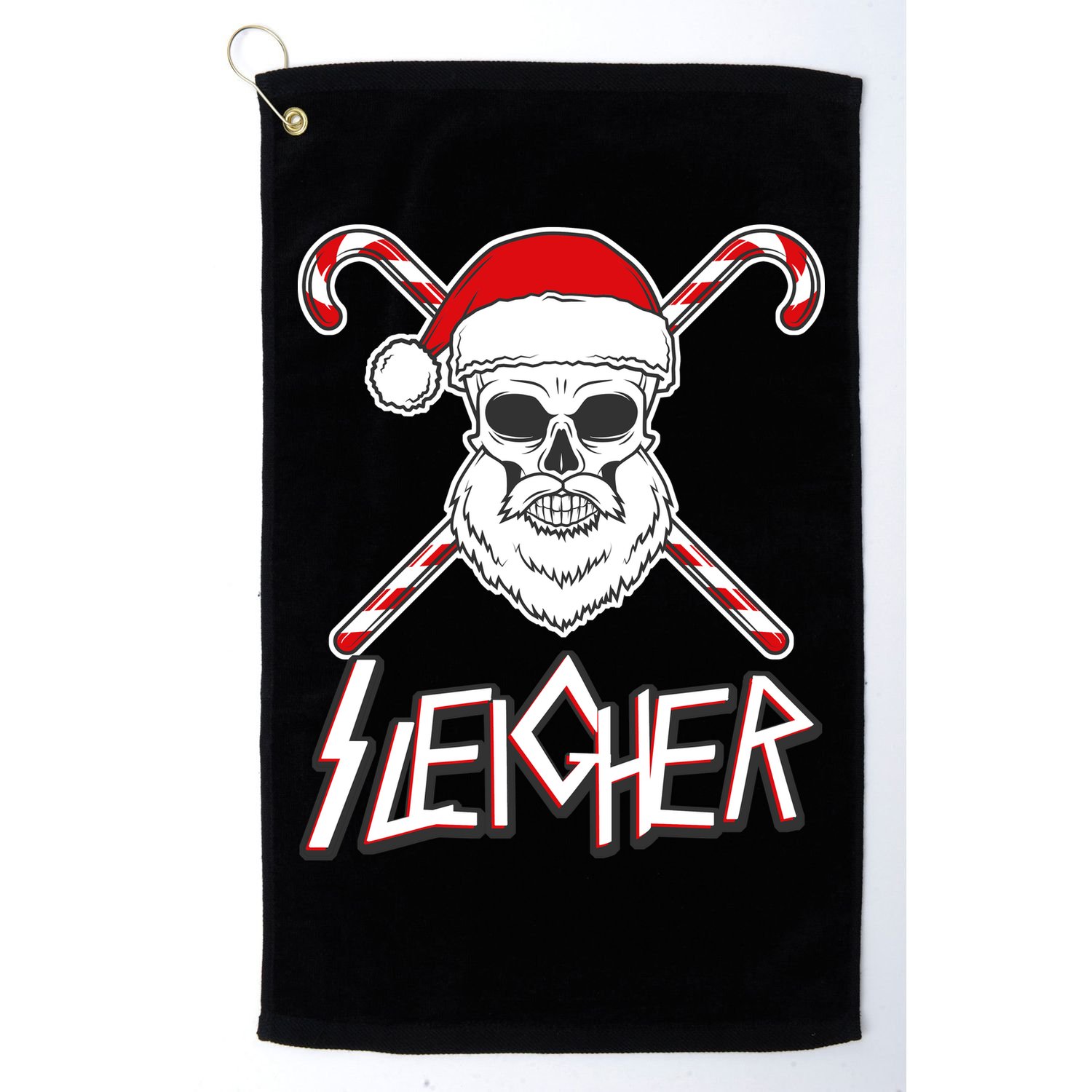 Sleigher Santa Candy Cane Skull Golf Towel