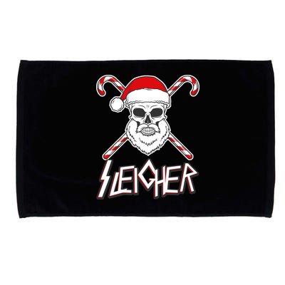 Sleigher Santa Candy Cane Skull Microfiber Hand Towel