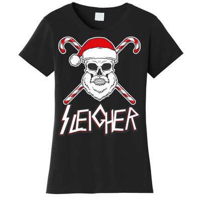 Sleigher Santa Candy Cane Skull Women's T-Shirt