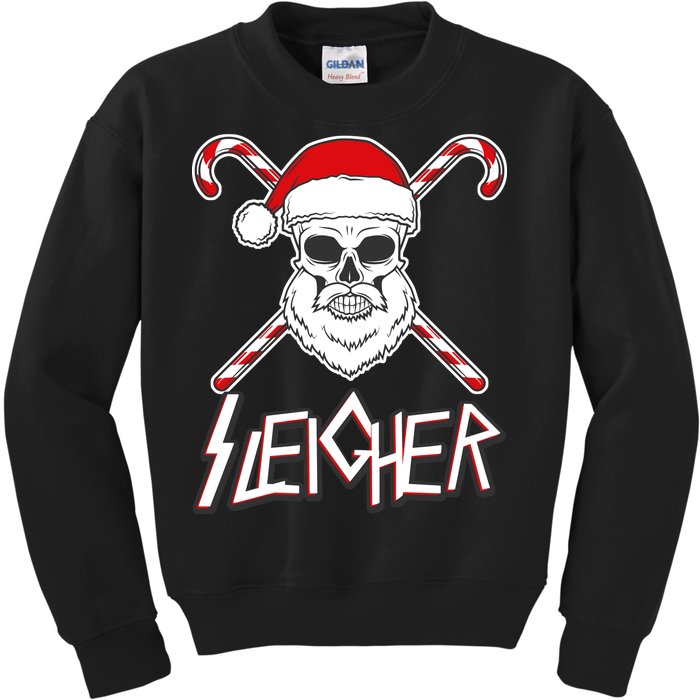 Sleigher Santa Candy Cane Skull Kids Sweatshirt