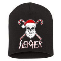 Sleigher Santa Candy Cane Skull Short Acrylic Beanie