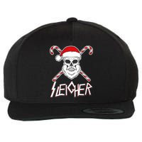 Sleigher Santa Candy Cane Skull Wool Snapback Cap