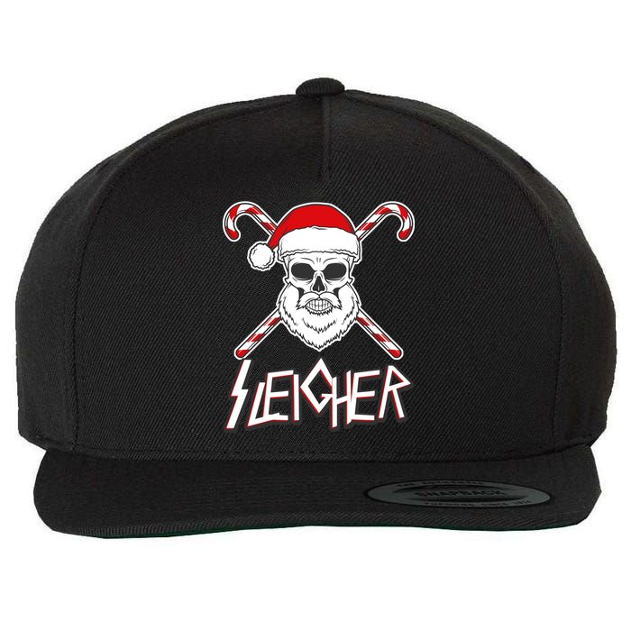 Sleigher Santa Candy Cane Skull Wool Snapback Cap