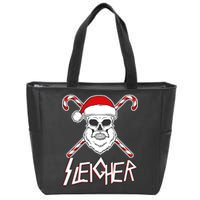 Sleigher Santa Candy Cane Skull Zip Tote Bag