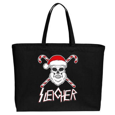 Sleigher Santa Candy Cane Skull Cotton Canvas Jumbo Tote