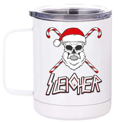 Sleigher Santa Candy Cane Skull 12 oz Stainless Steel Tumbler Cup