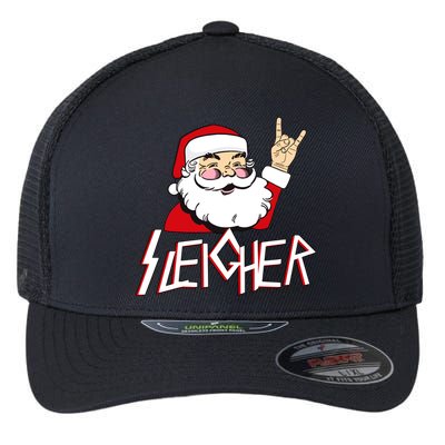 Sleigher Santa Rocks Flexfit Unipanel Trucker Cap