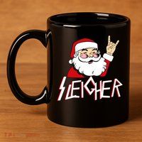 Sleigher Santa Rocks 11oz C Handle Ceramic Mug