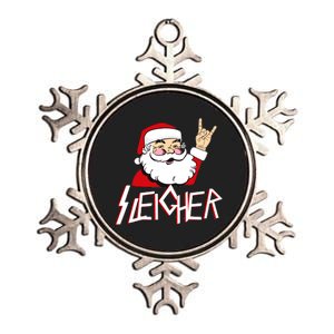 Sleigher Santa Rocks Metallic Star Ornament