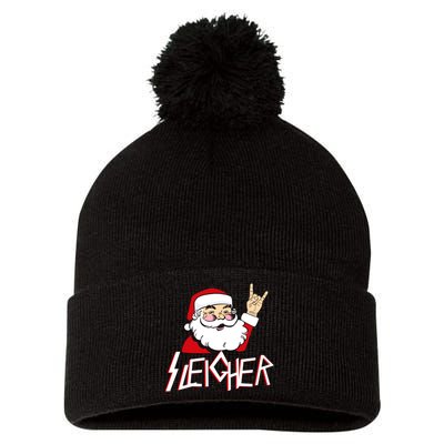 Sleigher Santa Rocks Pom Pom 12in Knit Beanie