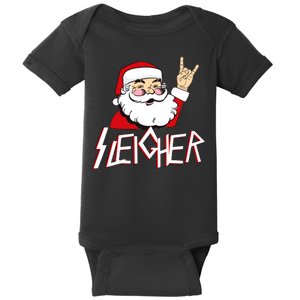 Sleigher Santa Rocks Baby Bodysuit