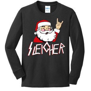 Sleigher Santa Rocks Kids Long Sleeve Shirt