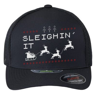 Sleighin It Ugly Christmas  Flexfit Unipanel Trucker Cap