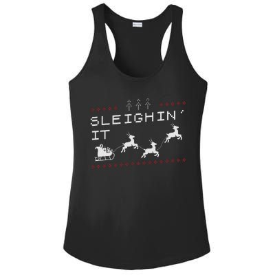 Sleighin It Ugly Christmas  Ladies PosiCharge Competitor Racerback Tank