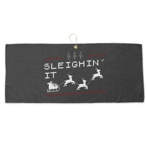 Sleighin It Ugly Christmas  Large Microfiber Waffle Golf Towel