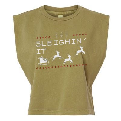 Sleighin It Ugly Christmas  Garment-Dyed Women's Muscle Tee