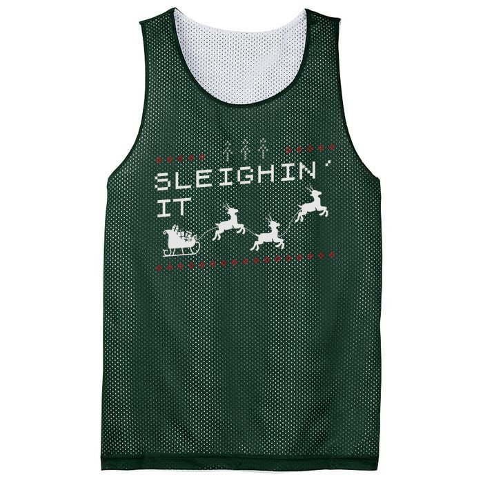 Sleighin It Ugly Christmas  Mesh Reversible Basketball Jersey Tank