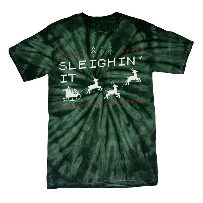 Sleighin It Ugly Christmas  Tie-Dye T-Shirt