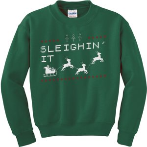 Sleighin It Ugly Christmas  Kids Sweatshirt