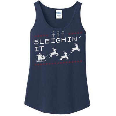 Sleighin It Ugly Christmas  Ladies Essential Tank