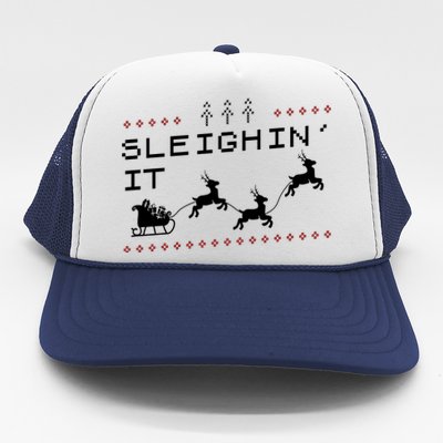 Sleighin It Ugly Christmas  Trucker Hat