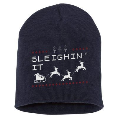 Sleighin It Ugly Christmas  Short Acrylic Beanie