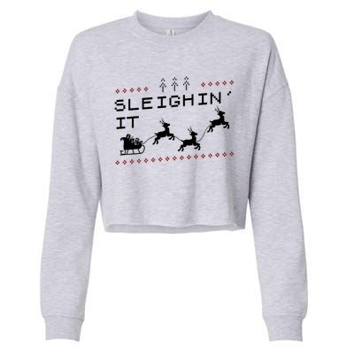 Sleighin It Ugly Christmas  Cropped Pullover Crew