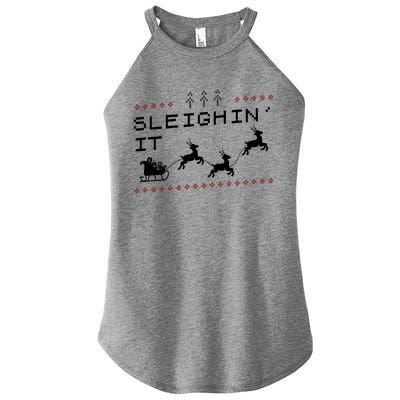 Sleighin It Ugly Christmas  Women's Perfect Tri Rocker Tank