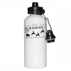 Sleighin It Ugly Christmas  Aluminum Water Bottle