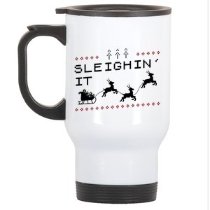 Sleighin It Ugly Christmas  Stainless Steel Travel Mug