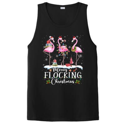 Santa Light Flamingo Snow Merry Flocking Christmas Pajamas Cool Gift PosiCharge Competitor Tank