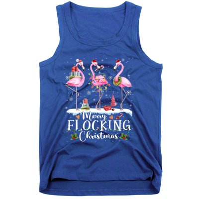 Santa Light Flamingo Snow Merry Flocking Christmas Pajamas Cool Gift Tank Top