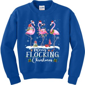 Santa Light Flamingo Snow Merry Flocking Christmas Pajamas Cool Gift Kids Sweatshirt