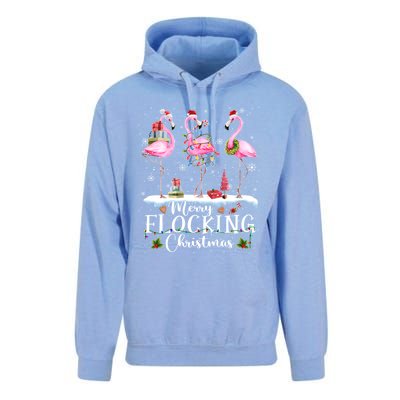 Santa Light Flamingo Snow Merry Flocking Christmas Pajamas Cool Gift Unisex Surf Hoodie