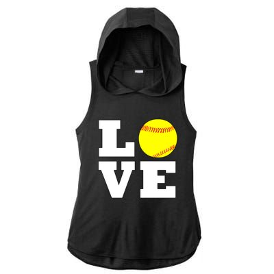 Softball Love Fastpitch Softball Player Gift Ladies PosiCharge Tri-Blend Wicking Draft Hoodie Tank