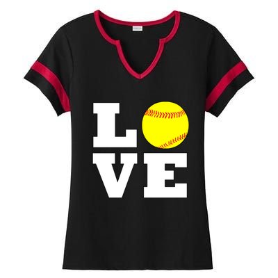 Softball Love Fastpitch Softball Player Gift Ladies Halftime Notch Neck Tee