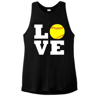 Softball Love Fastpitch Softball Player Gift Ladies PosiCharge Tri-Blend Wicking Tank