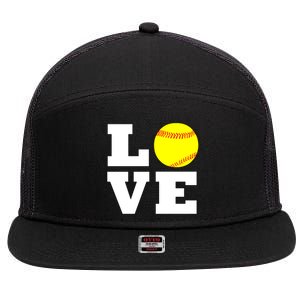 Softball Love Fastpitch Softball Player Gift 7 Panel Mesh Trucker Snapback Hat